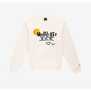 Inkerman Nantucket Island Womens Boyfriend Crewneck Sweatshirt XS White $120 New
